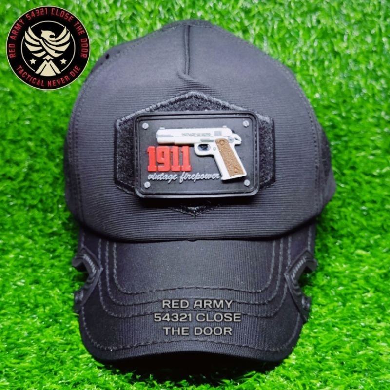 Topi Coak Baseball Caps Tactical Lasercut Black OPS Cotton Strecth Free Patch FN 1911 3D Best Qualit