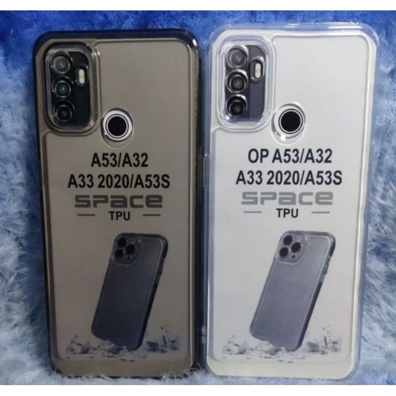 OPPO A32/A53 2020 case hitam bening SoftCase Soft Case TPU Kristal Bening Tahan Banting FULL KARET