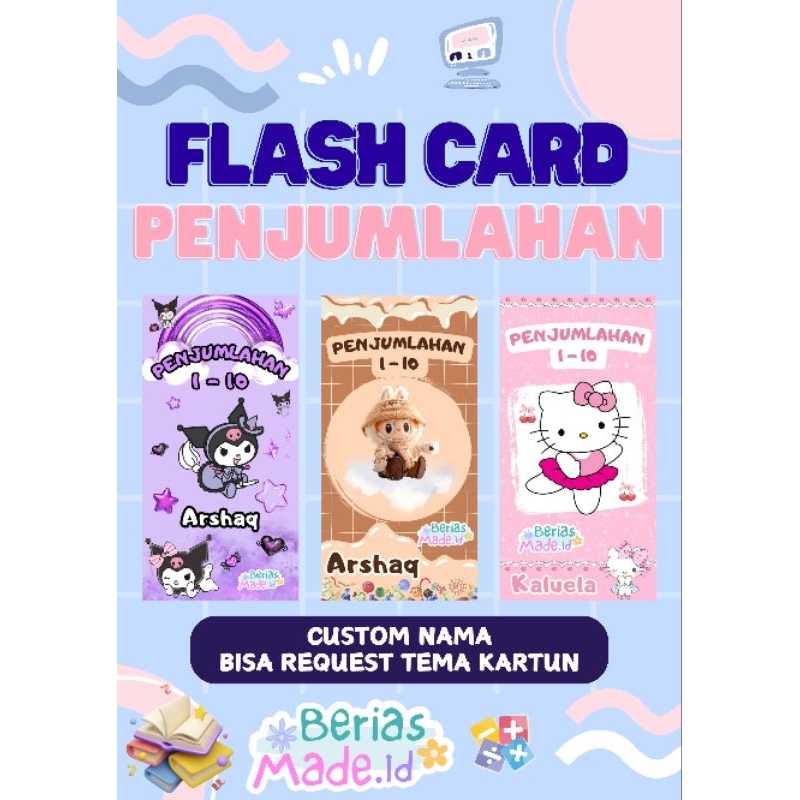 

BeriasMade Flash Card Kartu Penjumlahan Custom Nama Free Plastik dan Ring