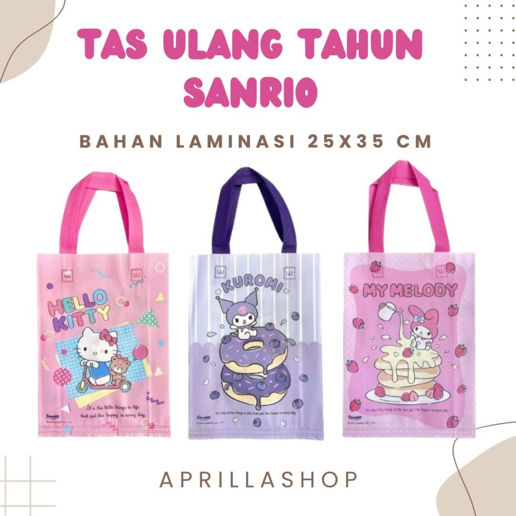 

( 1 Lusin ) Tas Ulang Tahun Kuromi Hellokitty Melody / Tas Laminasi Karakter Sanrio