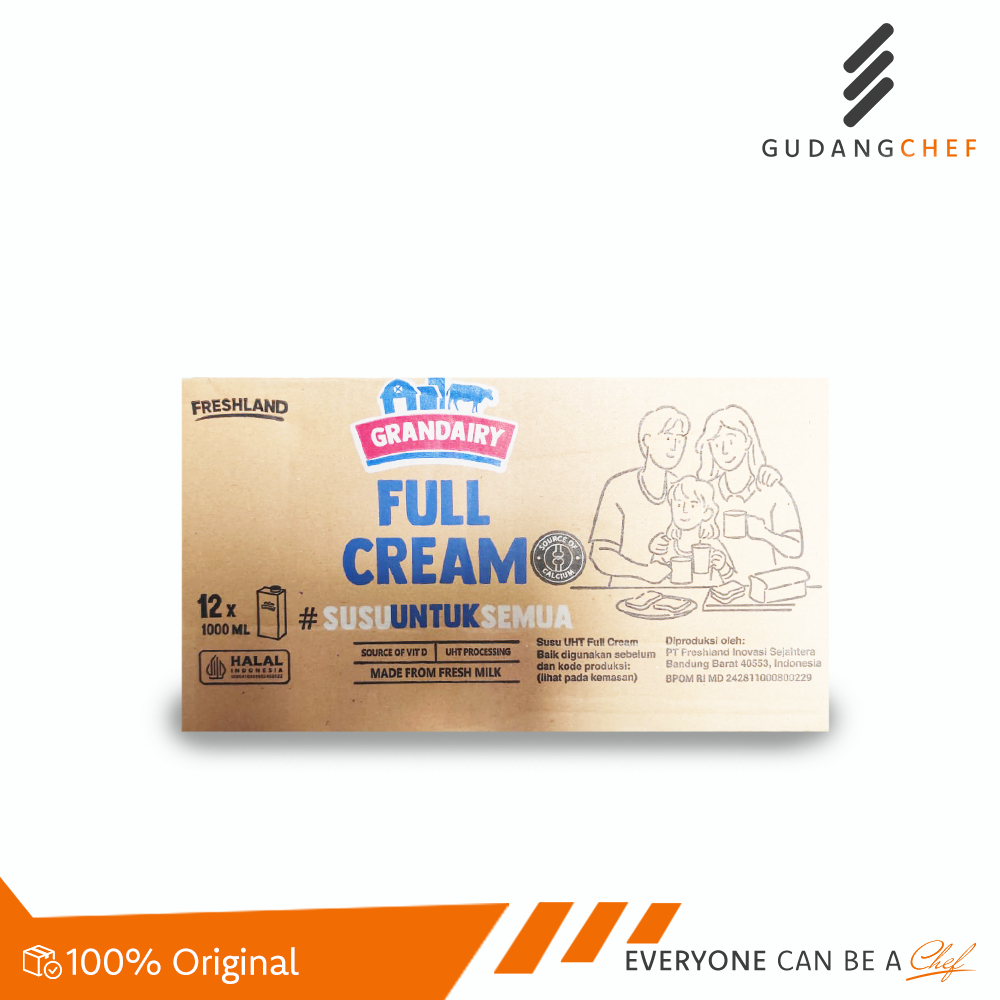 

Grandairy UHT Full Cream Milk 1 Karton (12 x 1 Liter) - Susu Premium untuk Keluarga