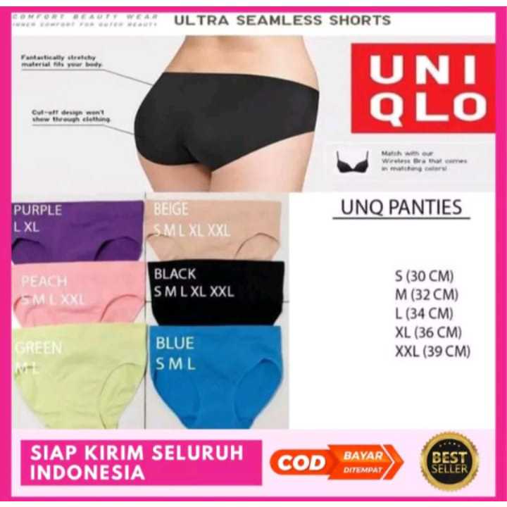 (BIG SALE )Celana Dalam UNIQLO  Seamless Tanpa Jahitan Anti Nyeplak Fashion Es Sutra CD Wanita