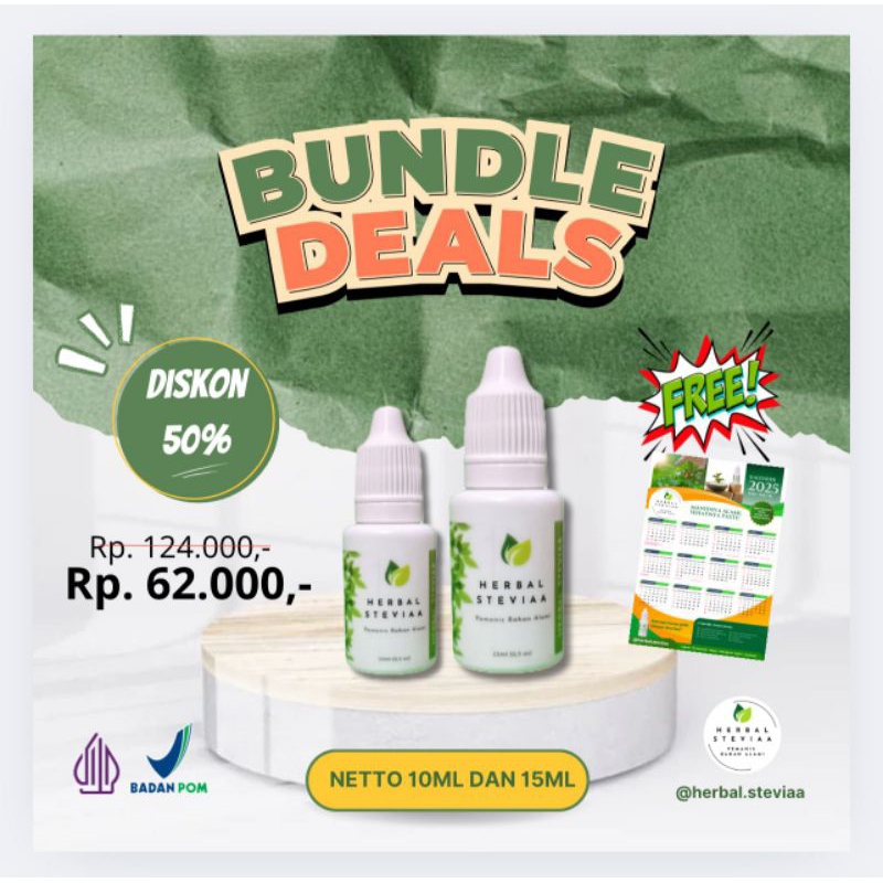 

Herbal Steviaa 15ml dan 10ml | Bundle Deals | Promo Akhir Tahun