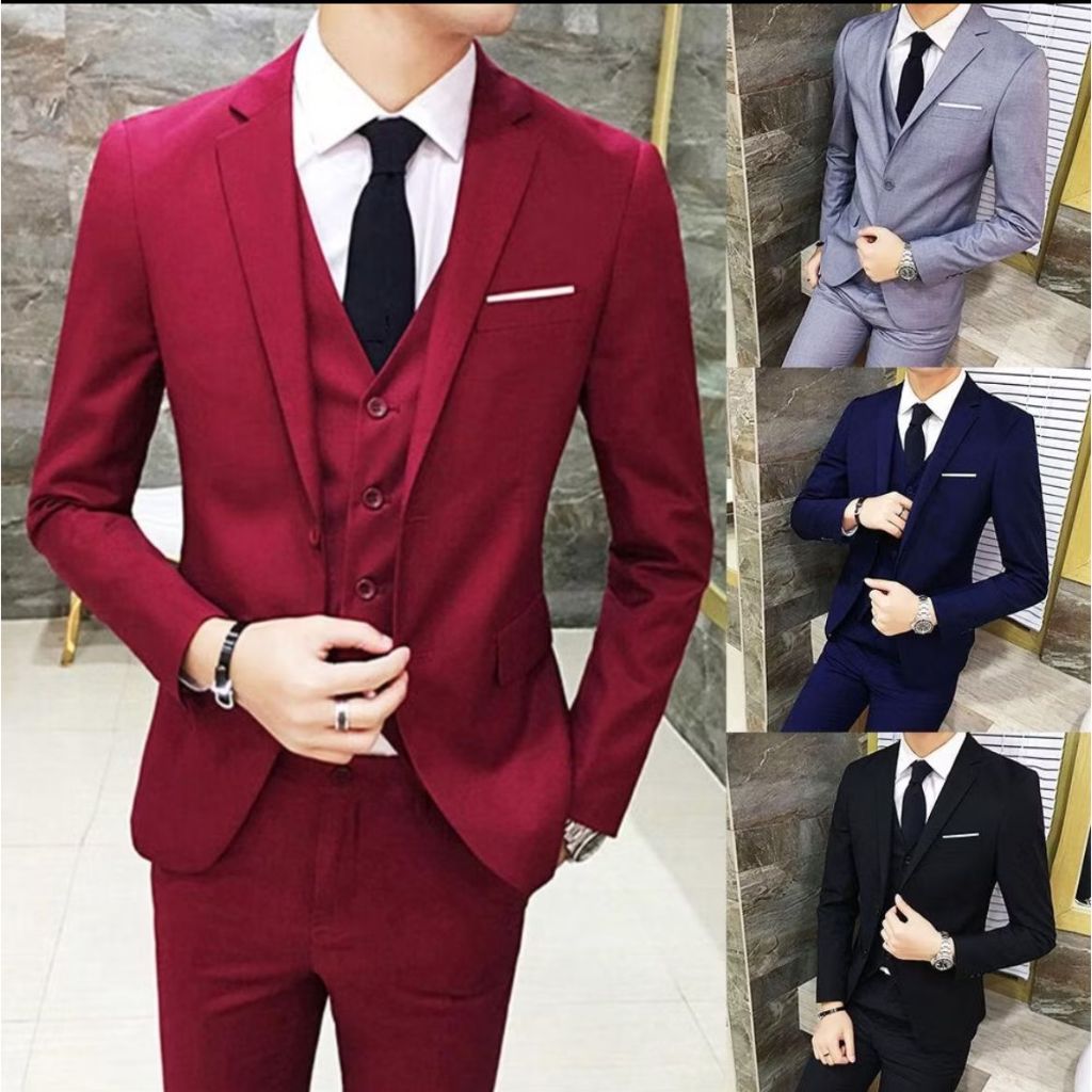 3 In 1 Setelan Jas Pria Stelan Jas Pria Set Jas Pria Setelan Jas Pria Formal Set Jas Set Blazer Pria