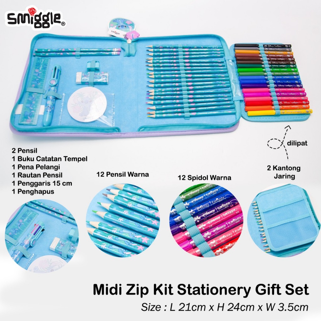

HJK Smiggle Midi Zip Kit Stationery Gift Set Organized