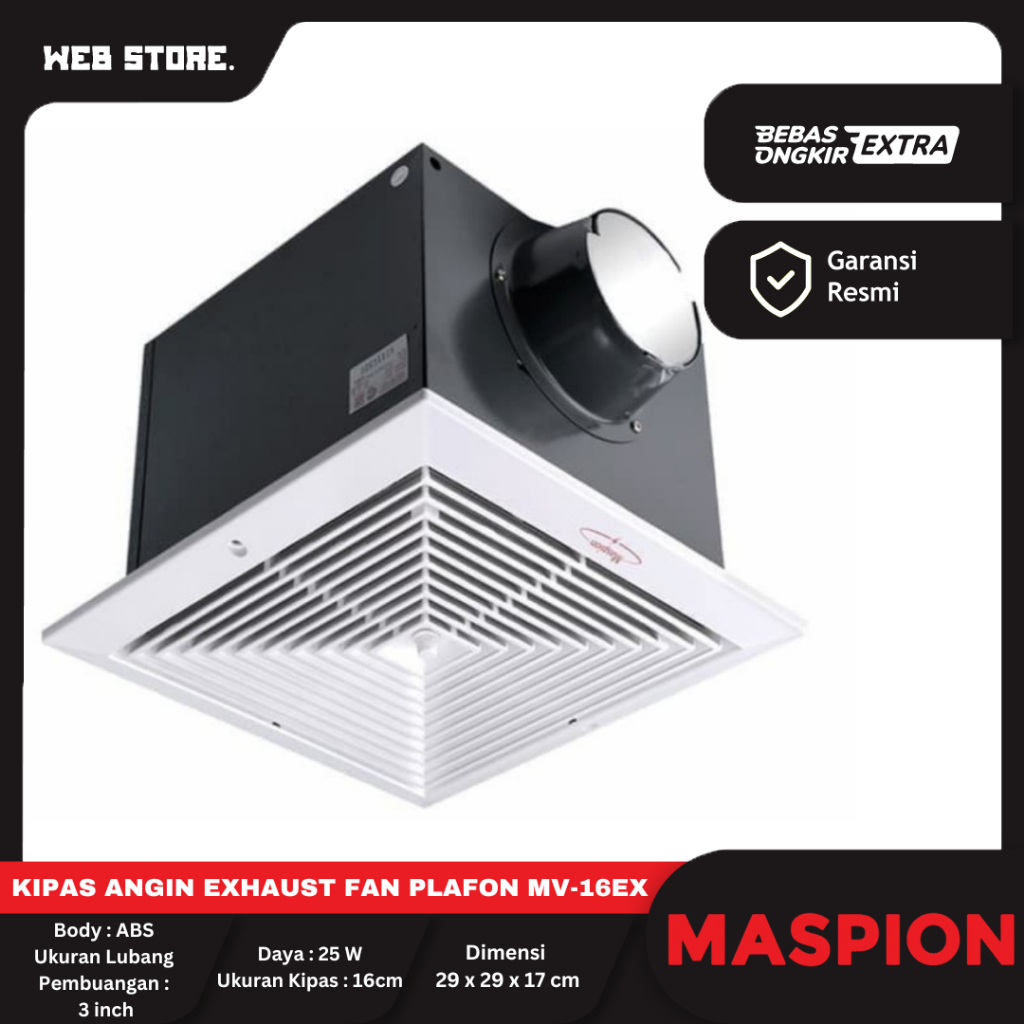 Kipas Angin Eksos Exhaust Fan Plafon Ventilasi 6 Inch MV-16EX MASPION