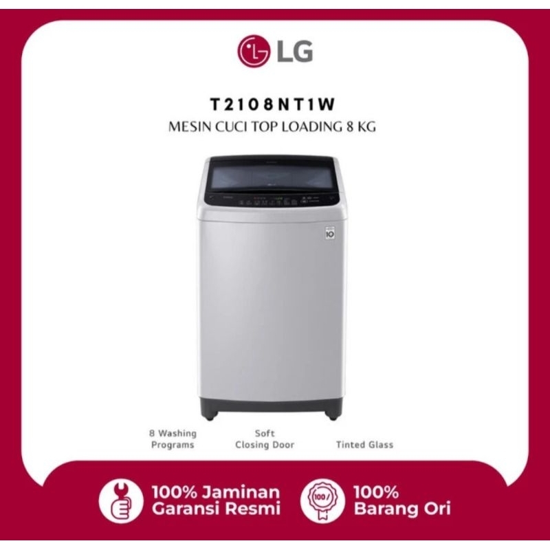 MESIN CUCI LG TOP LOADING 8KG T2108NT1W MESINCUCI LG 1TABUNG 8 KG TOPLOADING