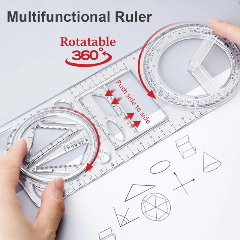 

Penggaris busur derajat multifungsi, Multi function geometric ruler