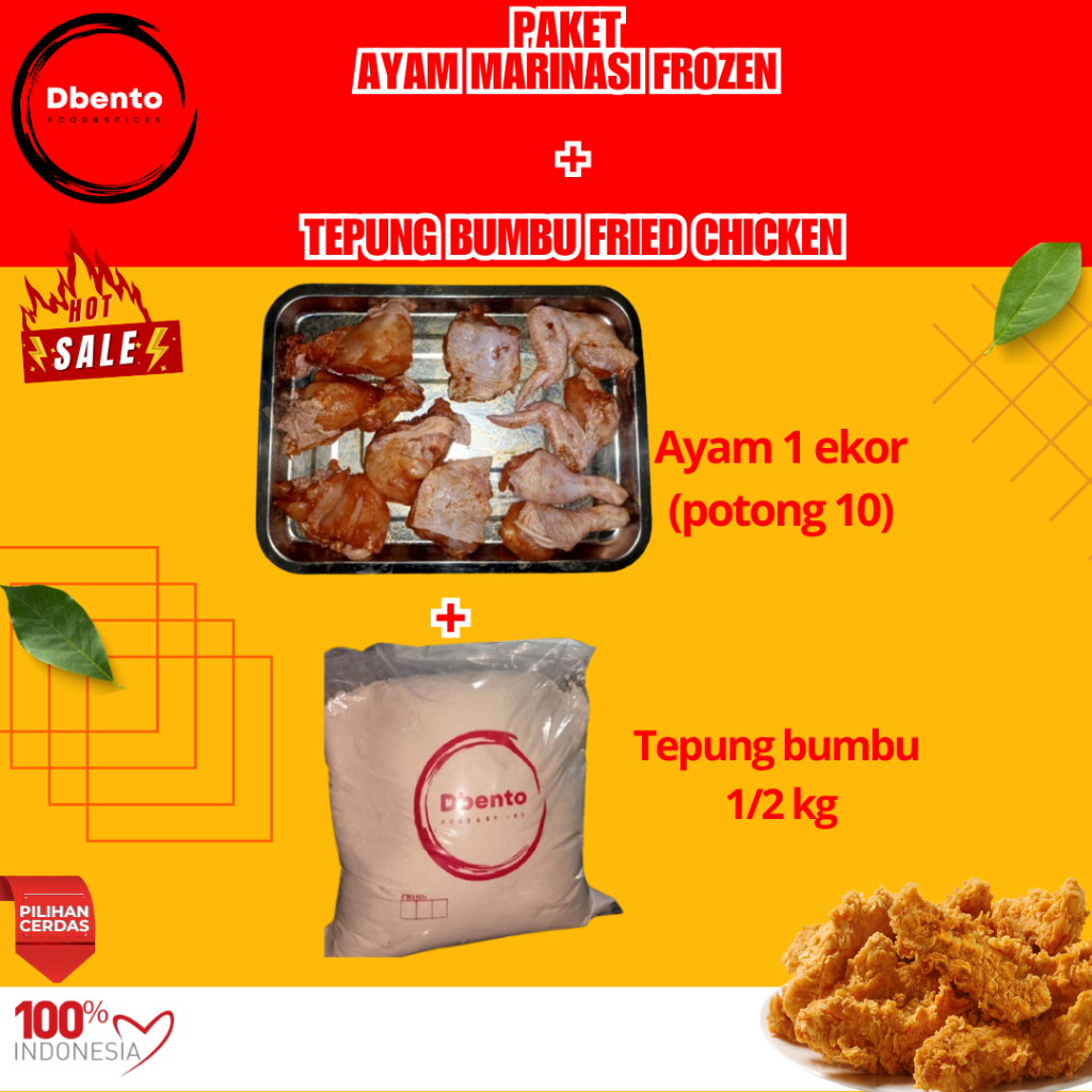 

PAKET TESTER Ayam Marinasi + tepung Bumbu Fried chicken (PAKET 1 EKOR AYAM)