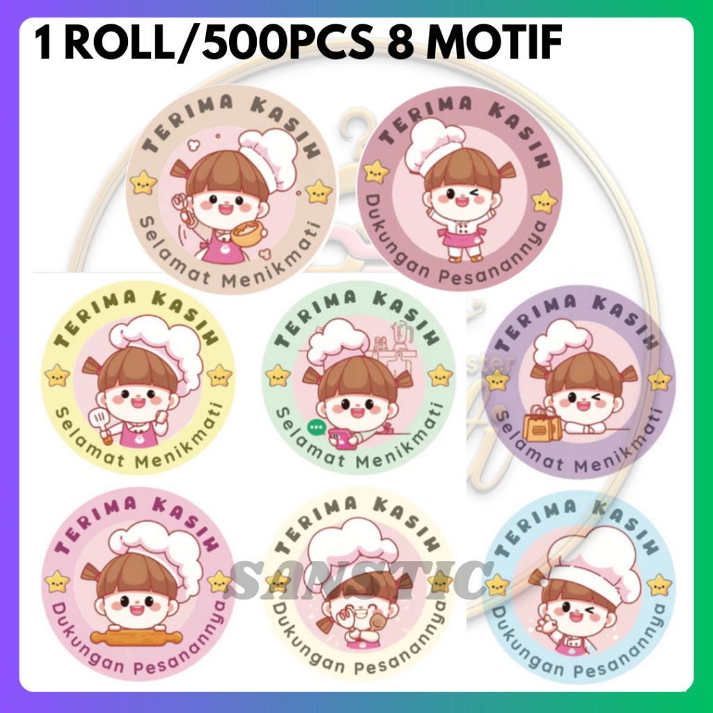 

STICKER SELAMAT MENIKMATI 1ROLL 500PCS 4 MOTIF 6 MOTIF 8 MOTIF STICKER LABEL KEMASAN MAKANAN