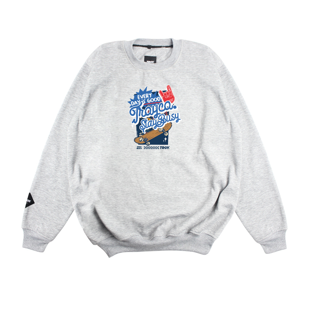 Troy Company Sweater Crewneck Misty Everyday Good - Sweater Crewneck Pria Abu Misty SW 2872