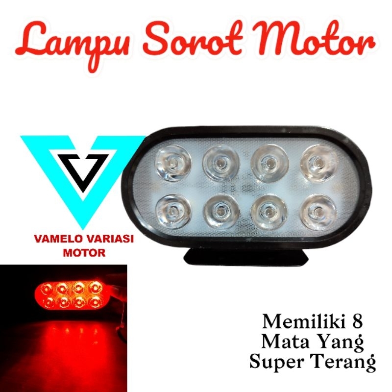 LAMPU TEMBAK SOROT STROBO CAHAYA MERAH RUNNING OVAL VARIASI MOTOR MOBIL