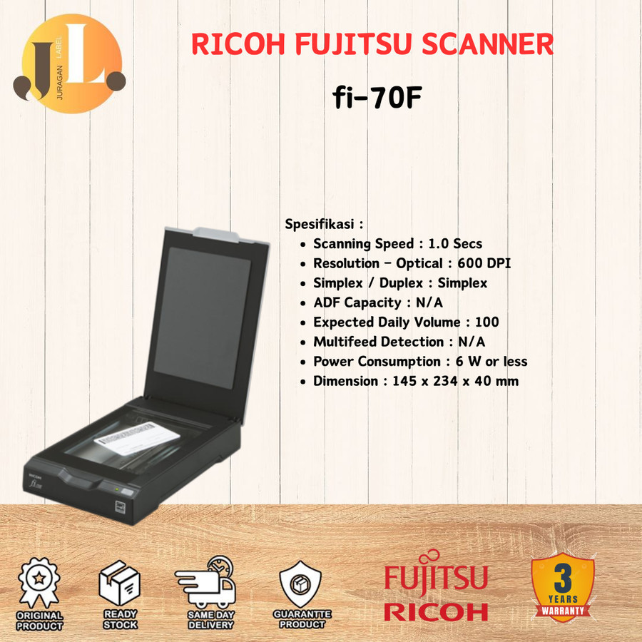 RICOH FUJITSU SCANNER Flatbed, Simplex fi-70F Garansi Resmi Original