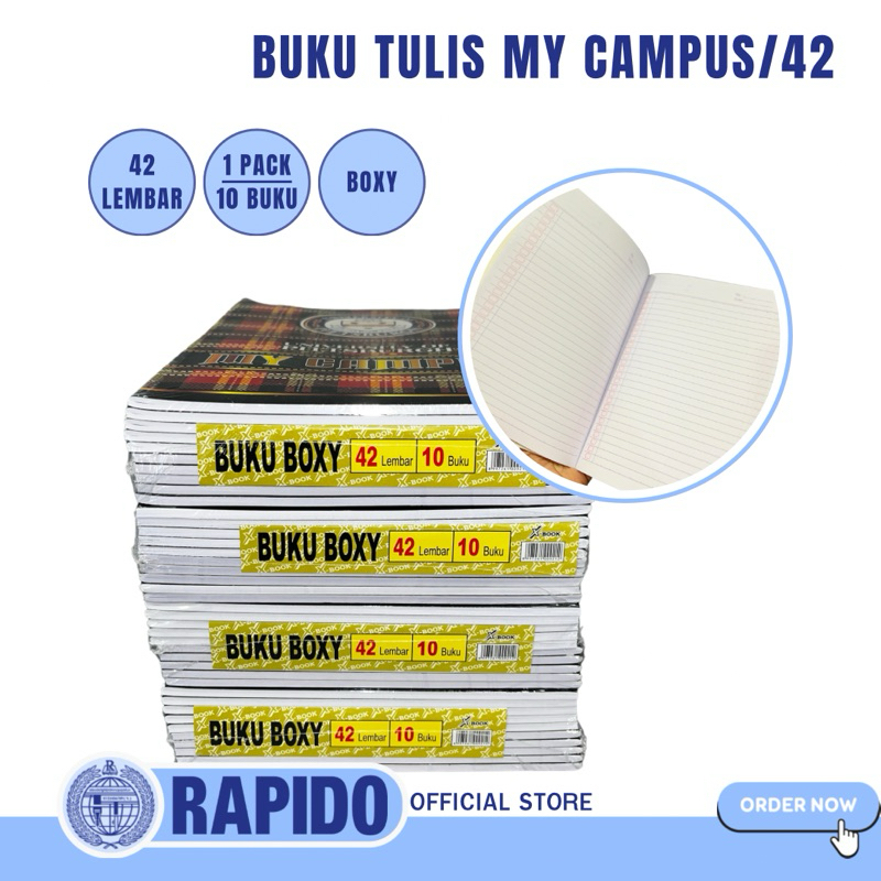 

Buku Tulis X-BOOK CAMPUS Isi 42 Lembar | 1 Pack isi 10 Buku | Alat Tulis Kantor