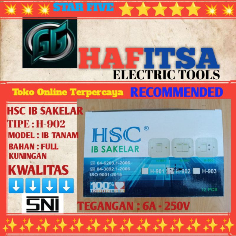 SAKLAR MERK HSC 902 SERI IB RADIUM / SAKLAR HSC / SAKLAR / SAKLAR IB / CETEKAN LAMPU