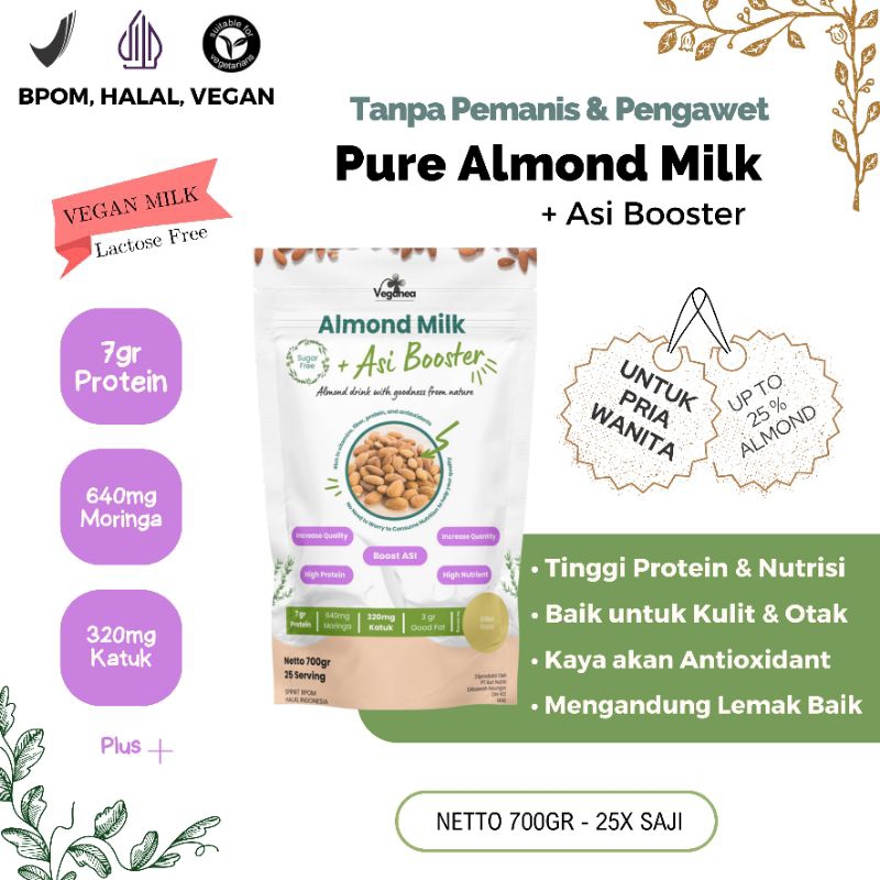 

Veganea Almond Milk 700 gram 25 serving plus Asi Booster - Susu Almond Murni untuk kalangan