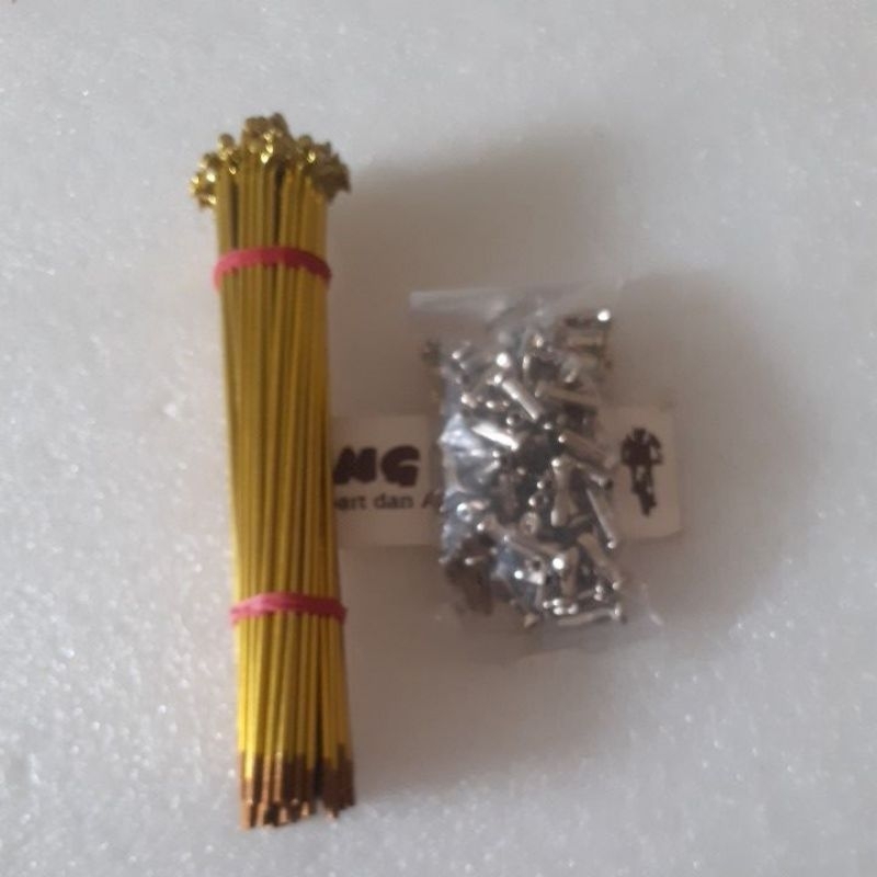 Spoke ruji jari warna gold sepeda anak 16 panjang 137 mm isi 72 pcs