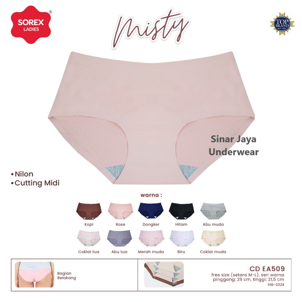 Sorex - Celana Dalam Wanita Dewasa Seamless EA509 (Bahan Nilon, Tanpa Jahitan, Tidak Berpori, Cuttin