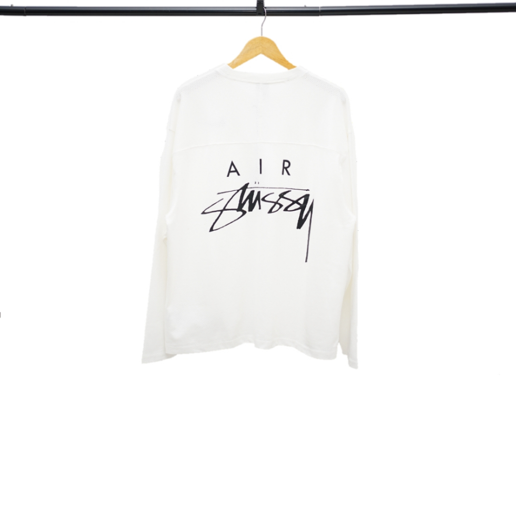 NIKE X STUSSY White Mesh Jersey LongSleeve Shirt Authentic / Kaos Lengan Panjang Branded Nike Origin