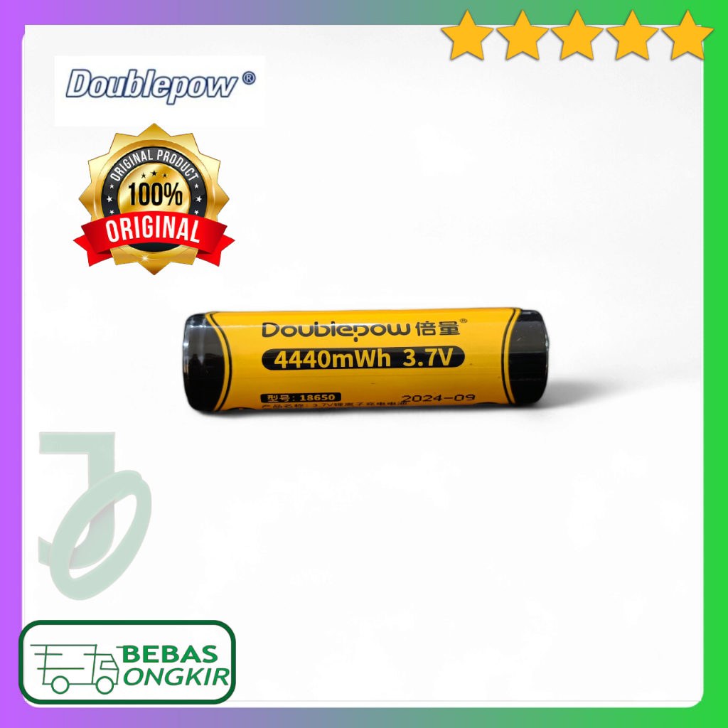 Baterai 18650 1200 mAh Lithium Battery Isi Ulang Doublepow 1200PT