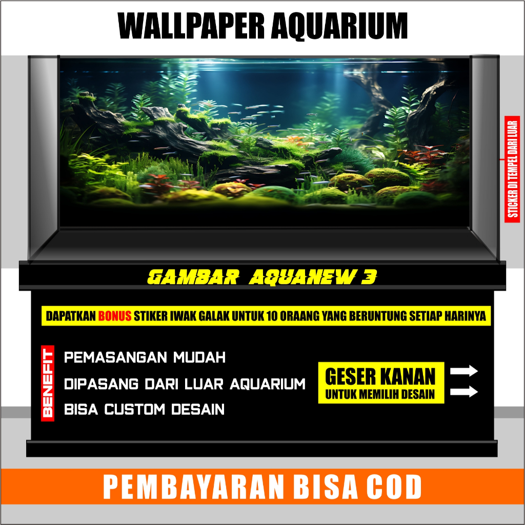 sticker aquarium wallpaper background aquarium 3d belakang hiasan aquarium aquaspace stiker aquarium