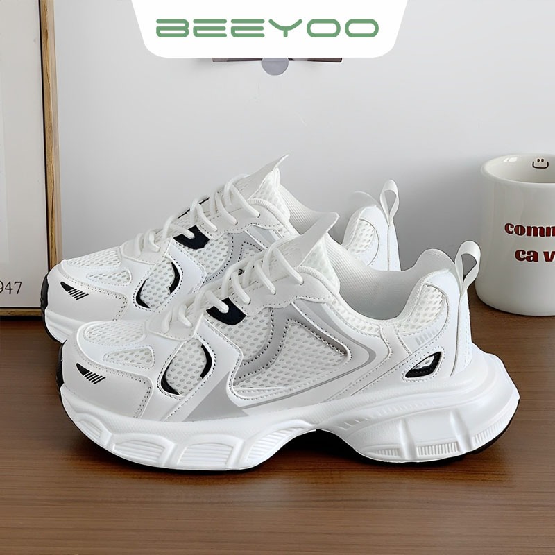 Beeyoo Sepatu Sneakers Putih Wanita Perempuan Olahraga Kekinian Korea Sekolah Sport Cewek Kets WR705
