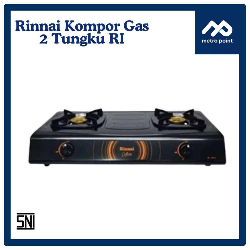 Rinnai Kompor Gas RI-522C/Kompor gas 2 Tungku/Kompor gas teflon 2 tungku