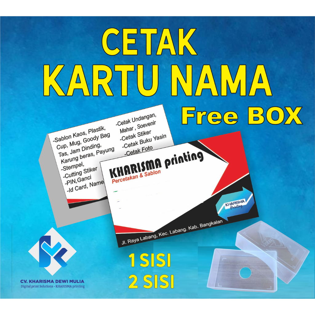 

Cetak Karrtu Nama custom 100 pcs free Box