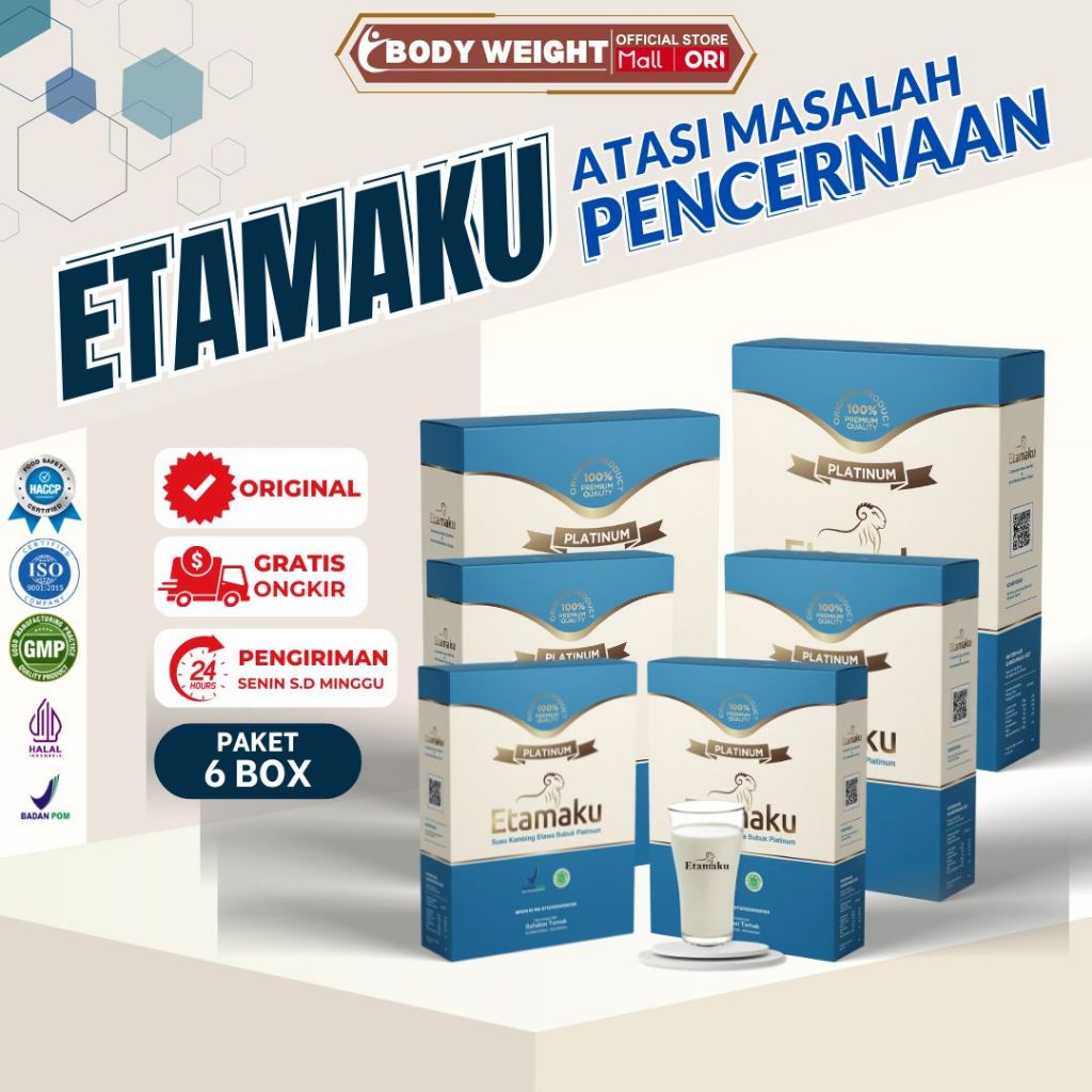 

Etamaku Platinum Susu Etawa Untuk Membantu Meredakan Asam Lambung dan Maag Paket 6 Box Kemasan 250gr