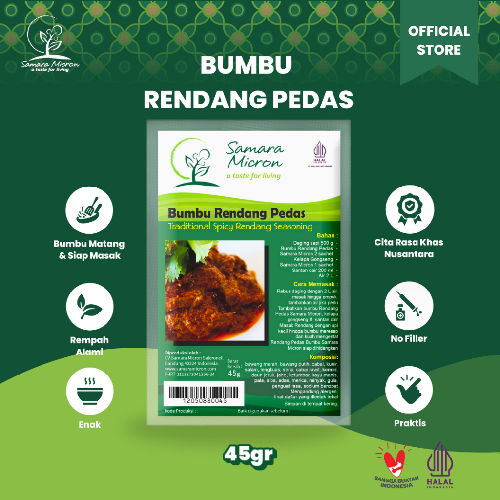 

Bumbu Rendang Pedas Samara Micron - 45G