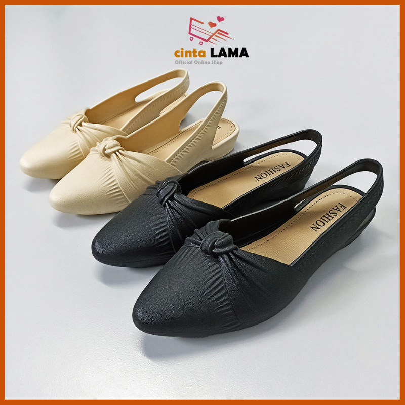 Cuci Gudang Sepatu Flat Wanita Tali Belakang Flat Shoes Jelly Sepatu Kerja Import Bahan Pvc Lembut