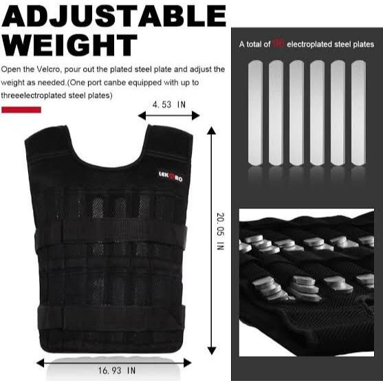 POTENCE Adjustable Weighted Vest 35kg Wrist & Ankle Weight Weighted Vest 15 kg Rompi Jacket Adjustab