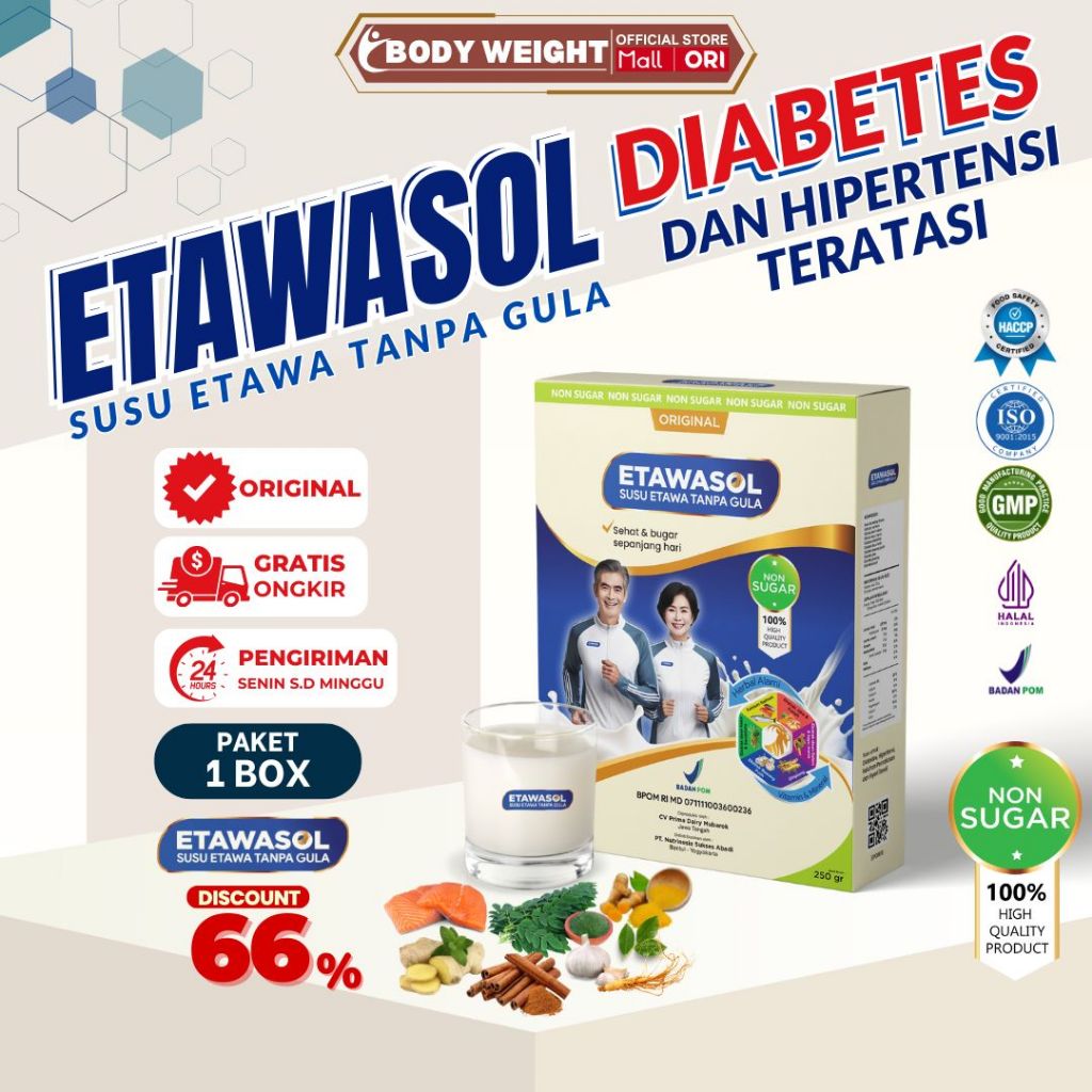 

Susu Kambing Etawasol Bebas Gula - Atasi Diabetes, Hipertensi, Nyeri Sendi dan Pernafasan - 1 Box