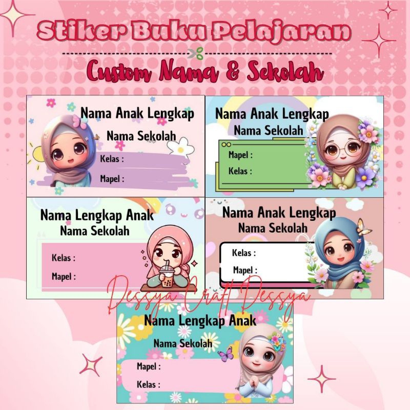 

TERBARU !! GIRL HIJAB / STIKER LABEL BUKU PELAJARAN CUSTOM NAMA