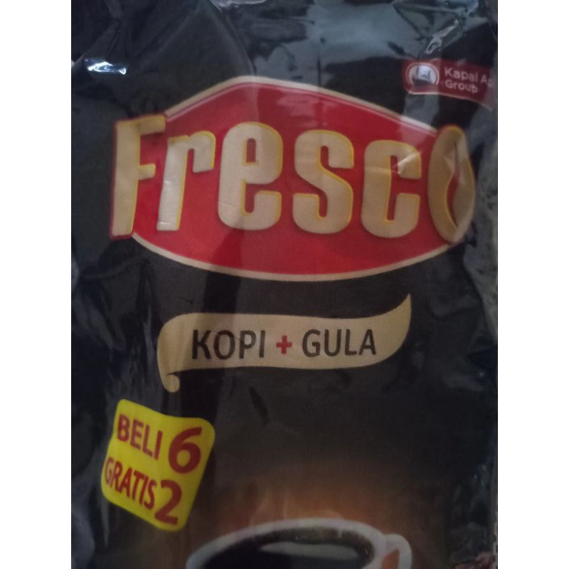 

kopi hitam plus gula fresco per pak isi 8 sachet