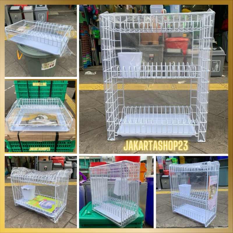 MODELLINE - Rak Piring Gelas Susun 3 + Tatakan + Tempat Sendok / Rak Piring Gantung / Rak Dapur / Ra