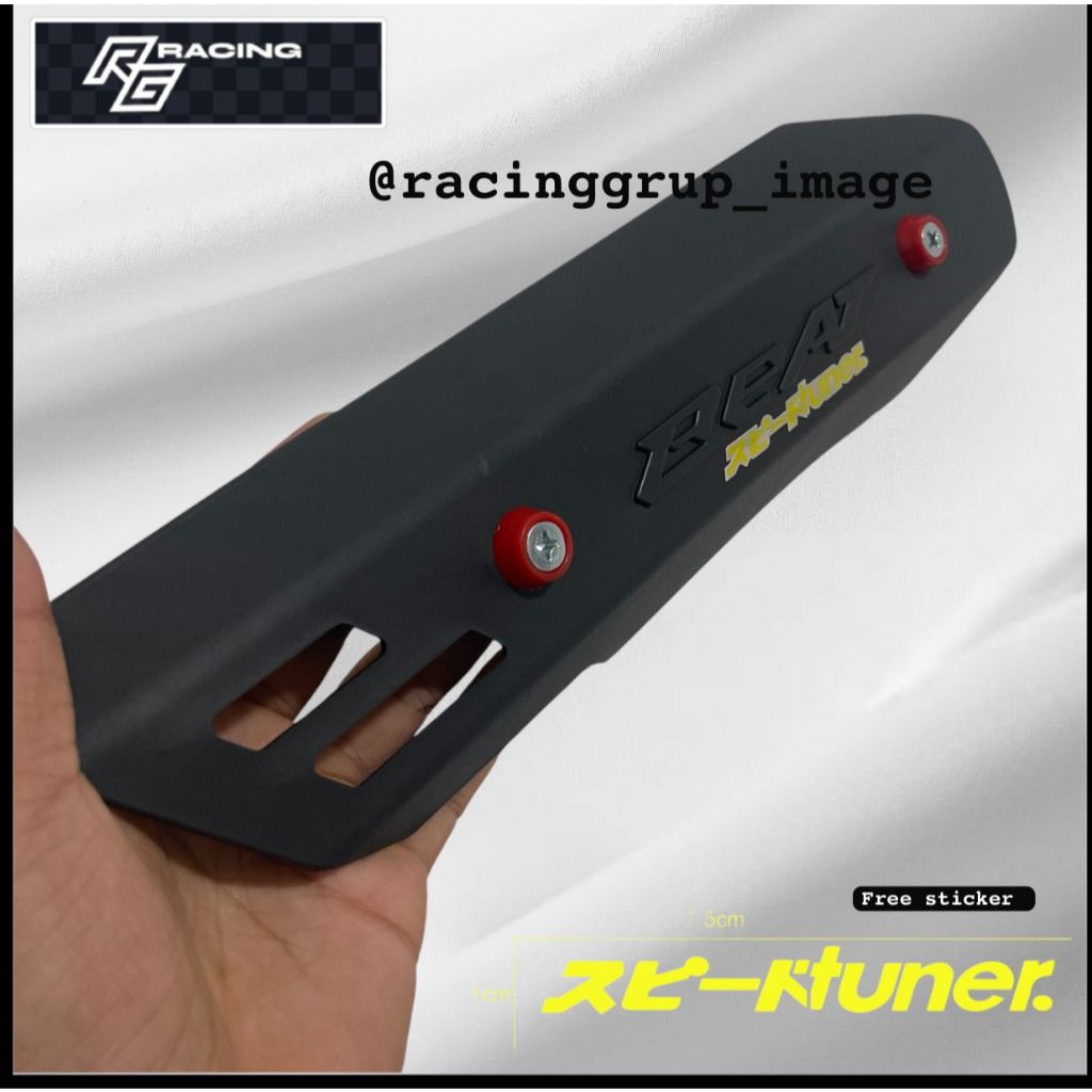 RacingGrup2 Tameng Knalpot Anti Pecah Semua Honda Beat Plus Emblem stiker Tuner Beat - Cover Knalpot