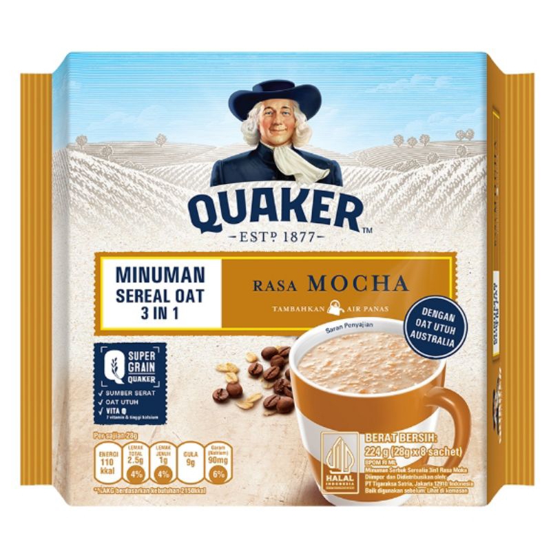 

Quaker Oats 3 in 1 Mocha Bag 8 x 28 g