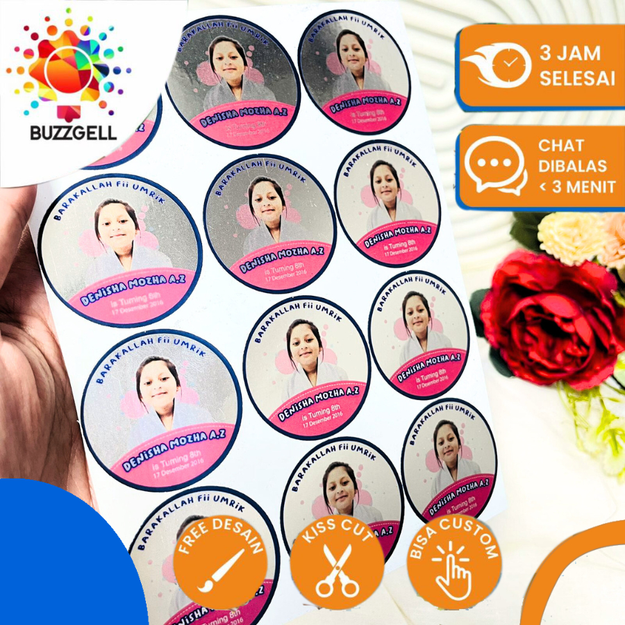 

9-15 Buzzgell Sticker Ulang Tahun Anak Gold / Silver Anti Air Stiker Label Happy Birthday Uk.Besar