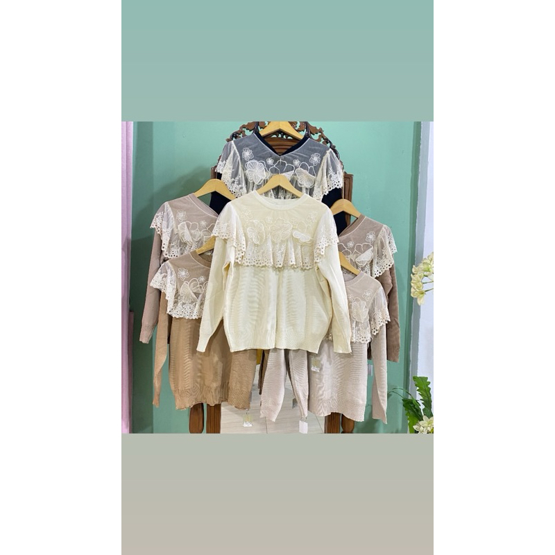 atasan rajut renda bordir