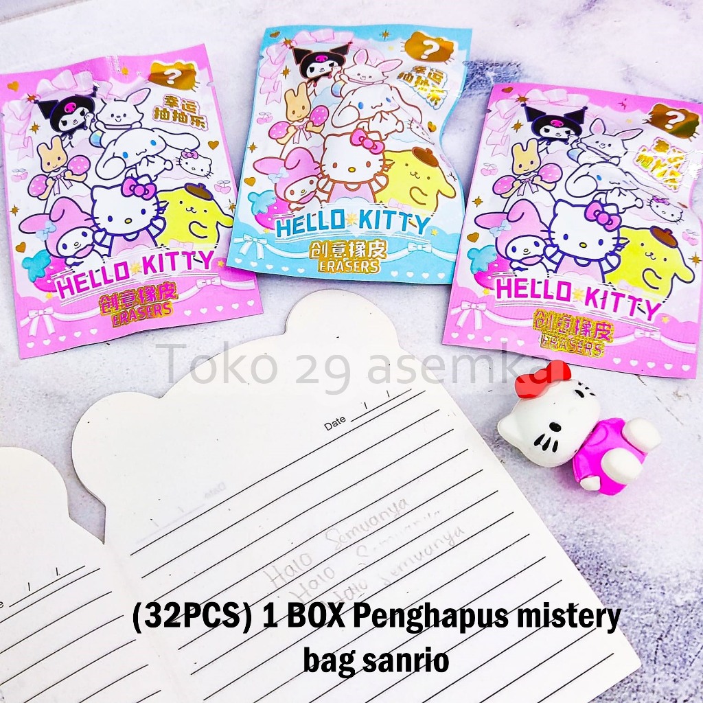 

(32PCS) 1 BOX PENGHAPUS MYSTERY BAG SANRIO MISTERY BLIND BOX BLINDBOX HAPUSAN SETIP STIP ERASER LUCU UNIK KARAKTER ALAT TULIS KANTOR SEKOLAH MURAH TERMURAH COD
