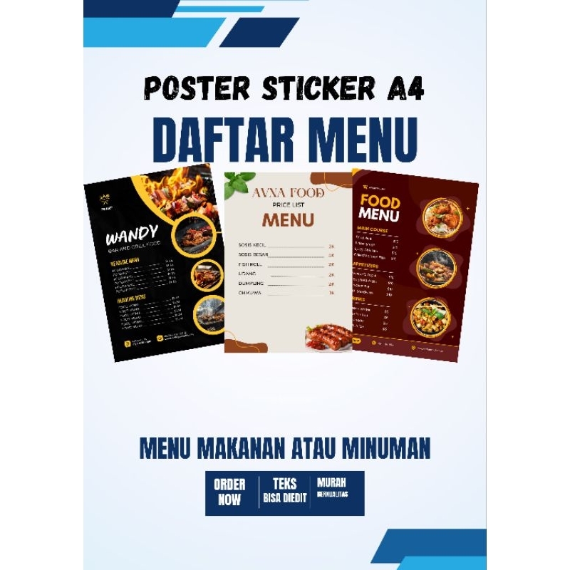 

Cetak PRINT Daftar Menu Makanan Minuman Cafe A4