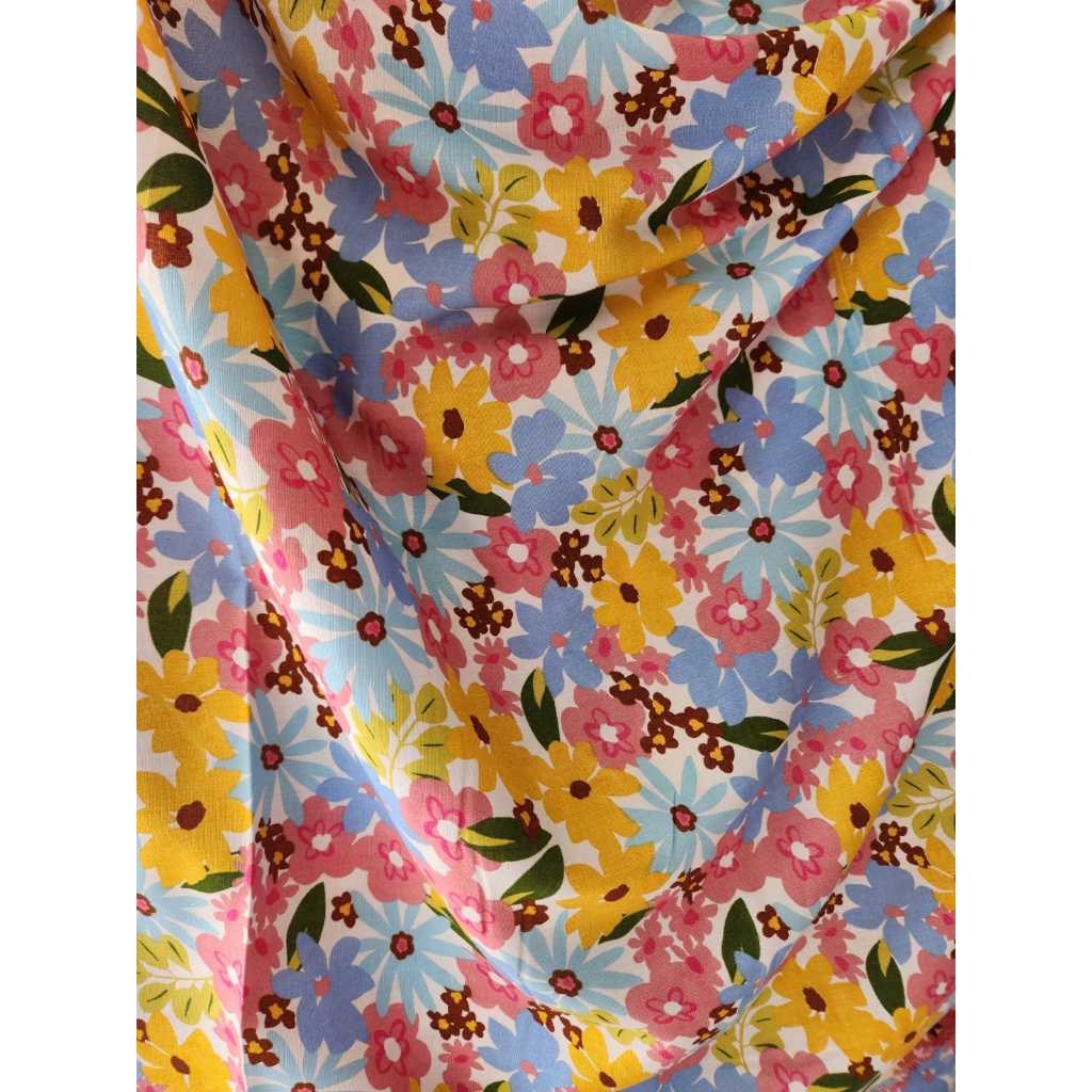kain katun rayon viscose motif bunga bunga cantik bunga besar terbaru best seller