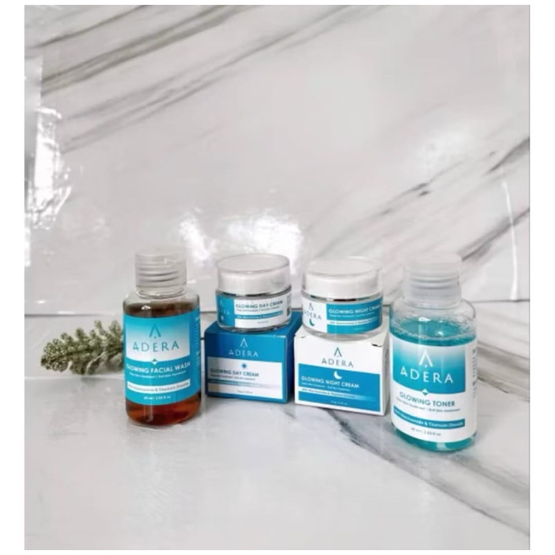 paket glowing ADERA cream, facial wash, toner wajah glowing menghilangkan flek hitam BPOM original 1
