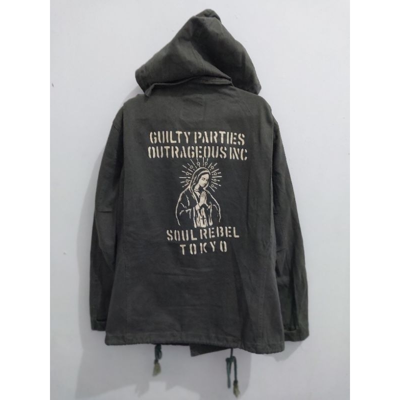 Jacket Parka Vintage Wacko Maria The Guilty Parties Warna Ijo Army