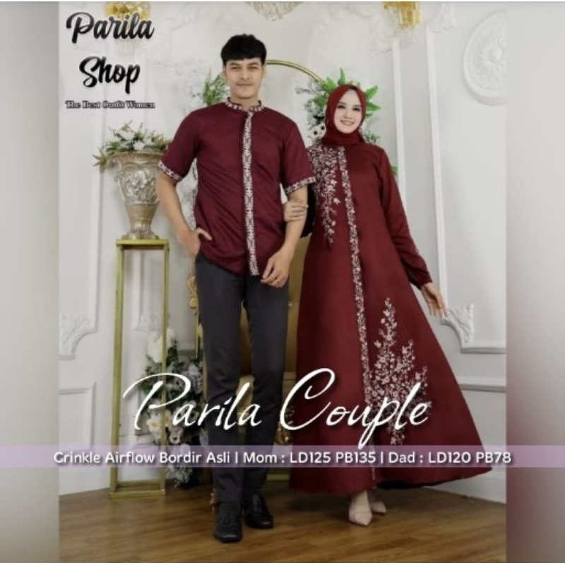 KODE A// Gamis Couple Pasangan Suami istri Gamis Bordir Asli Gamis Kapelan Mewah Terbaru Baju kapela