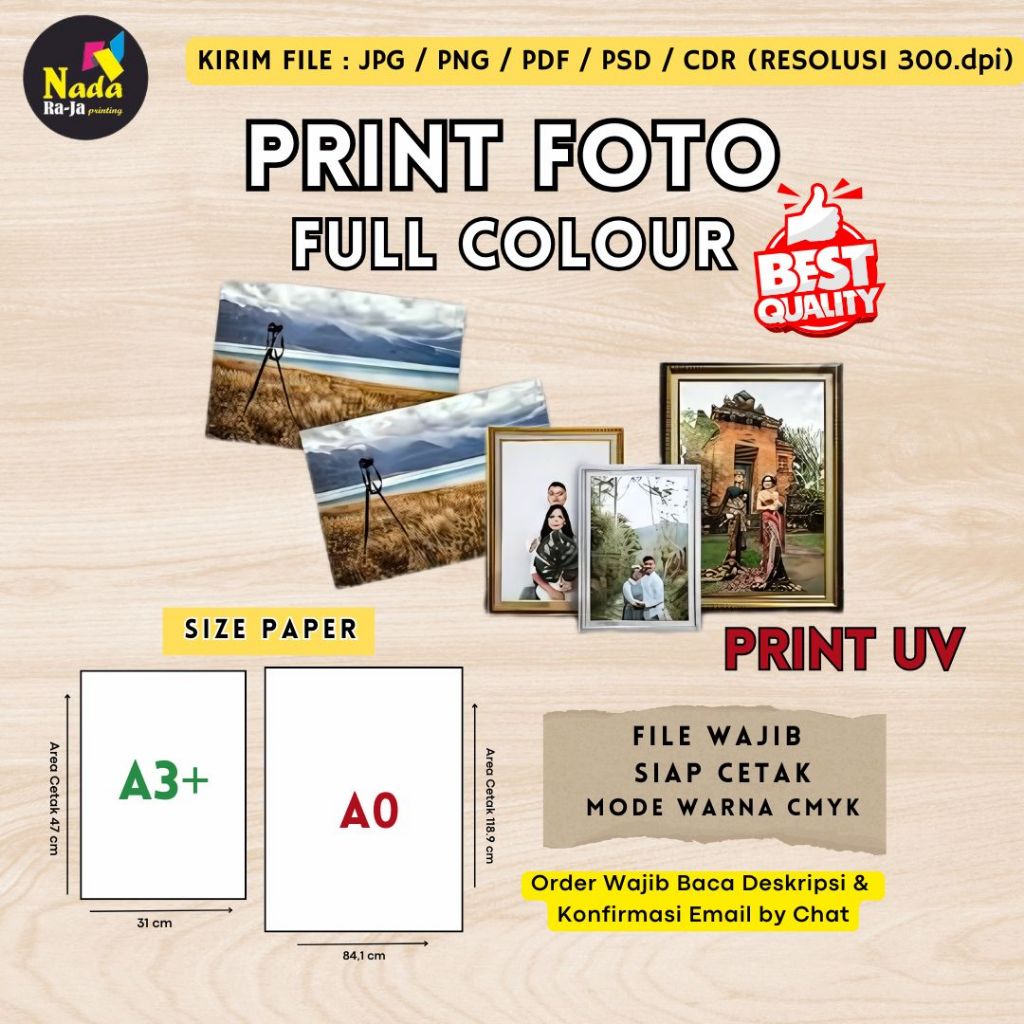 

Cetak Foto Full Colour Murah | Photo Paper Berkualitas 230 gsm | Awet dan Tahan Lama
