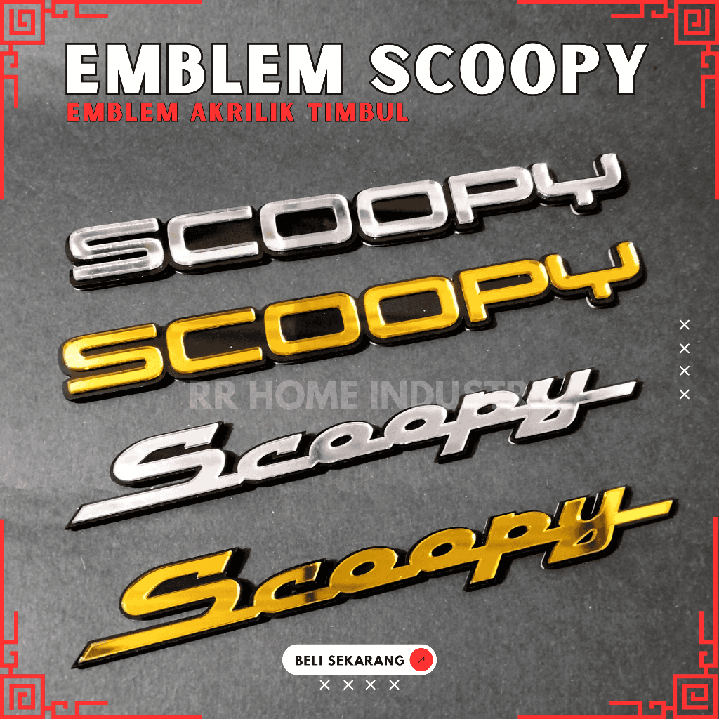 Emblem Akrilik SCOOPY Logo Scoopy Tulisan Scoopy Timbul 3D  SCOOPY 2018 SCOOPY 2021 SCOOPY KARBU