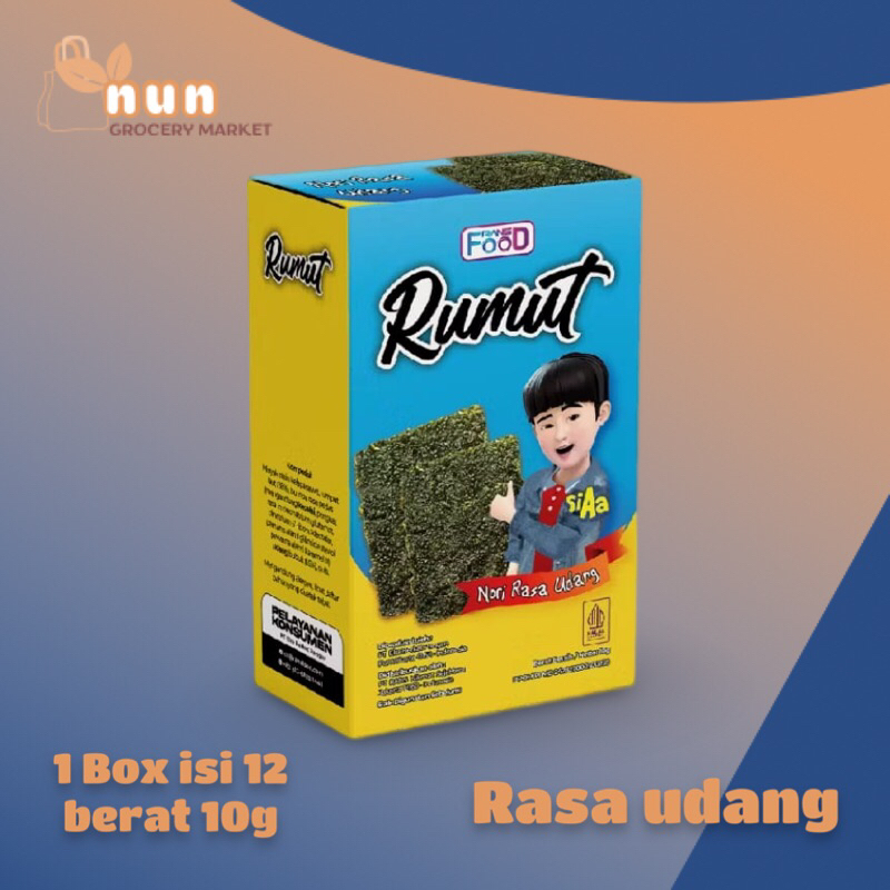 

RUMUT RANS FOOD 10g NORI RUMPUT LAUT RASA UDANG KEMASAN BESAR TERLARIS