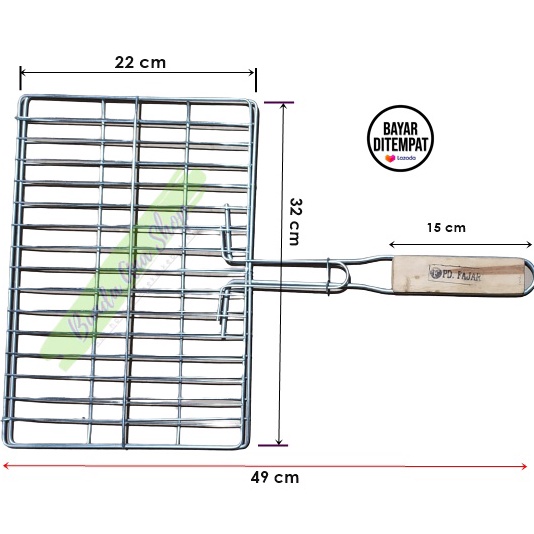 Big Sale Panggangan Ikan Gagang Kayu Pemanggang daging ayam sate Set Alat panggang jepit buah Kuat b